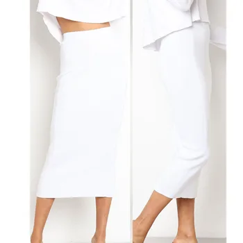 Rudens 2020Hot Tirdzniecība Trikotāžas Ilgi Svārki Sexy Modes Melna Balta Augsta Vidukļa Cieši Sieviešu Elegants Puse Klubs Valkāt Zīmuli Svārki