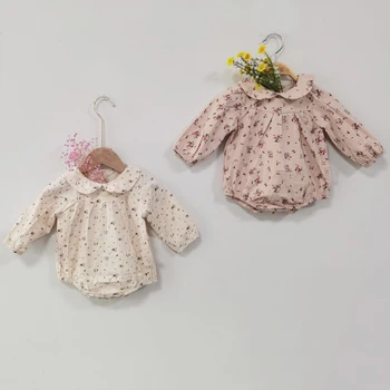 Rudens Infant Baby Girl Kombinezonus Ziedu Kokvilnas Garām Piedurknēm Vienkārši Jumpsuit Baby Girl Apģērbu Pavasara Jaundzimušais Zīdainis Meitene Tērpiem 5946