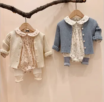 Rudens Infant Baby Girl Kombinezonus Ziedu Kokvilnas Garām Piedurknēm Vienkārši Jumpsuit Baby Girl Apģērbu Pavasara Jaundzimušais Zīdainis Meitene Tērpiem