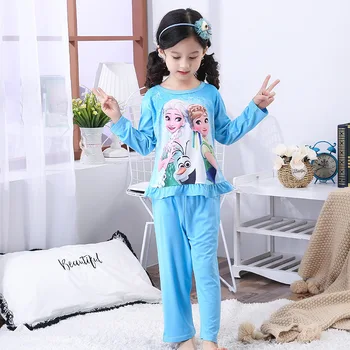 Rudens Princese Anna Elsa sniegbaltīte Bērniem, Meitenēm Pidžamas Sleepwear Loungewear Bērniem Pijamas Sirēna Pyjama Uzstādīt Homewear 3-14y