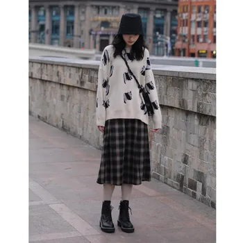 Rudens Ziemas Vintage Vilnas Pleds Svārki Sievietēm Harajuku Augsta Vidukļa Ilgi Svārki 2020 Plus Lieluma Dāma Biroja Ikdienas Svārki Streetwear