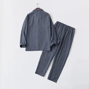 Rudenī, Ziemā Pāris Pidžamas Komplekts Kokvilnas Sabiezējumu Dubultā Flaneļa Sleepwear Black Pleds Sieviešu Pijama Lovers 
