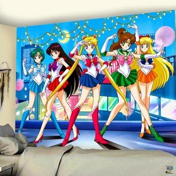 Sailor Moon Gobelēns Kawaii Anime Istabas Macrame Sienas Karājas Macrame Apdare Sieviešu Kopmītnē Guļamistabu Mājas Piederumi