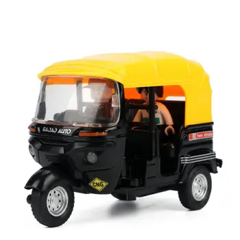 Sakausējuma auto modeļa simulācijas motocikls automašīnas Indijas tricikls noma Tuk Tuk taxi pavelciet atpakaļ un gaismas, skaņas, rotaļlietas, auto bērniem