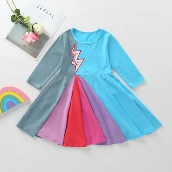 Salds Ins Baby Meitenēm Konfektes Krāsu Ruffles Twirly Slidotājs Puse Kleita Zilā Krāsā Sprint Rudens Cute Baby Saģērbt
