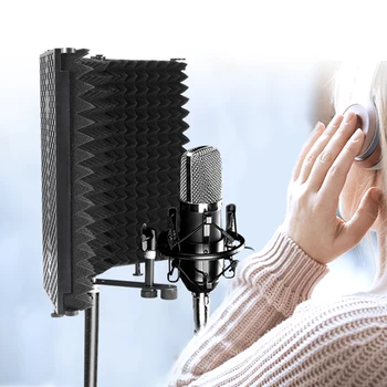 Salokāma Mikrofona Skaņas Izolāciju Vairogs Akustiskās Putas Panelis Studijas Ieraksts Live Broadcast Mikrofonu Aksesuāri