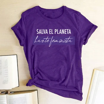 Salva El Planeta Harte Feministu Vēstuli Izdrukāt Feministu Sieviešu T-krekls ar Īsām Piedurknēm Gadījuma Zaudēt Vasaras Krekli Sieviete, t-veida Topi