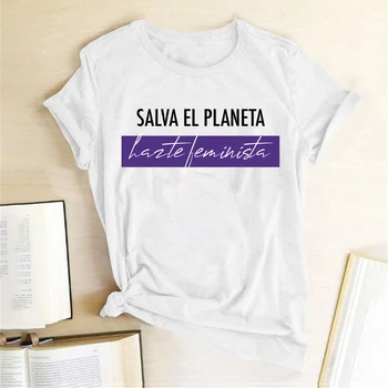 Salva El Planeta Harte Feministu Vēstuli Izdrukāt Feministu Sieviešu T-krekls ar Īsām Piedurknēm Gadījuma Zaudēt Vasaras Krekli Sieviete, t-veida Topi