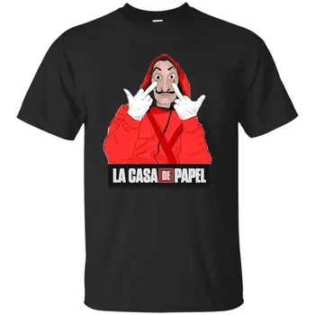 Salvador Dali Smieklīgi Izdrukāt La Casa De Papel T Krekls Naudu Heist Tees seriāls Tshirts Vīriešiem ar Īsām Piedurknēm Māja Papīra T-Krekls