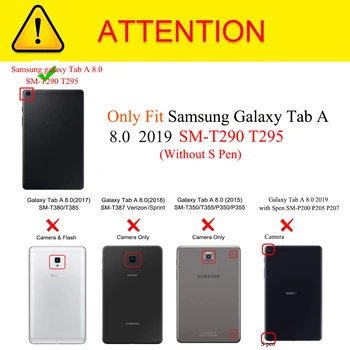 Samsung Galaxy Tab 8.0 2019 Gadījumā Ādas Magnētisko Statīvu Vāciņu Galaxy Tab 8,0 collu SM-T290 SM-T295 Nav S Pen Modeli