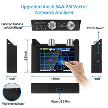SAN-2N V2.2 Vektora Tīkla Analizators 50KHz-3GHz HF, VHF UHF Antena Analizators ar Mērījuma S Parametri,With4Inch Displeja apvalks
