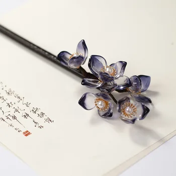 Sandalkoka Zieda Forma Matadatu Klipus Roku Darbs Satītas Koka Matu Dakša Nūjas Retro Ķīnas Hanfu Kleita Galvassegu Headpieces