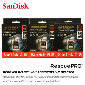 SanDisk Extreme PRO, SD Kartes 128gb 64gb sd 256 gb U3 Atmiņas Karte 32GB SD Max 170M/s UHS-I Class10 atmiņas karti cartao de memoria
