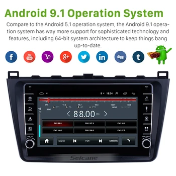 Seicane 2din Android 9.1 4-core 9 collu Auto Multimediju Atskaņotājs, GPS Navigācijas Priekš Mazda 6 Rui ārējie 2008 2009 2010. - 2013. gads. gads 14286