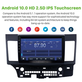 Seicane Android 10.0 DSP IPS 2DIN Auto Radio Vadītājs Vienību GPS Navigācija Audio Multivides Atskaņotājs Mitsubishi Lancer ex 2008-