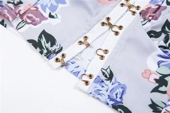 Seksīga Sieviešu Krekls Ziedu drukāt Īsu puff piedurknēm Laukumā apkakles Pārsējs Modes Eiropas stila Apgriezts Vasaras Apģērbu Dāma Drēbes