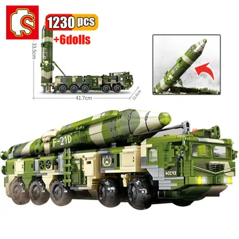 SEMBO Ķīnas Mūsdienu Militāro Raķešu Sērijas Celtniecības Bloki Tehniskās Aizsardzības Ballistisko Transportlīdzekļa Bērniem Saliktas Rotaļlietas, Dāvanas 33267