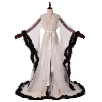 Sexy Ilūziju Garā Apakšveļa, Drēbes Naktskrekls Peldmētelis Sleepwear Spalvu Līgavas Tērpu