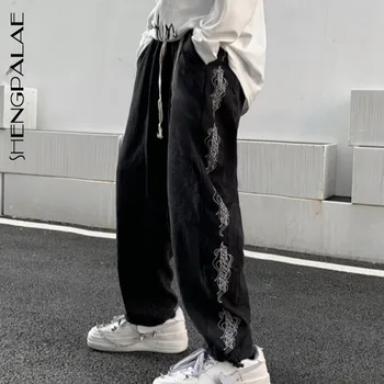 SHENGPALAE ir 2021. Jaunā Pavasara Gadījuma Džinsi Sieviete Ilgi Kovboju Bikses Sieviešu Zaudēt Streetwear Drukāšanas Augsta Vidukļa Biksēm ZA5430