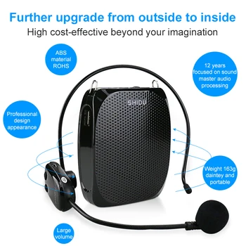 SHIDU S615 10W Balss Pastiprinātājs Bezvadu UHF Mikrofons Ultra Portatīvie Mini Audio Skaļrunis Skolotājiem Tourrist Jogas Instruktori