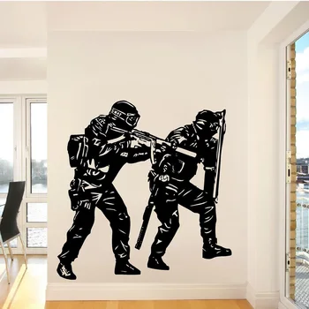 Sienas Mākslas Noņemamas Vinila Decal Uzlīmes Bērnu Istabas Policijas SWAT Komanda Karavīrs Armijas sienas mākslas uzlīmes, mājas apdare