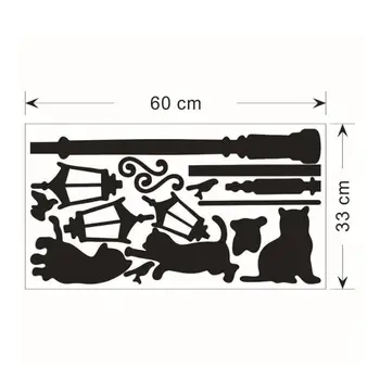 Sienas uzlīmes modes labākais pārdevējs Kaķi Ielas Lampas Gaismas Sienas Uzlīmes Decal Noņemams Mākslas Vinila Dekoru 17a14