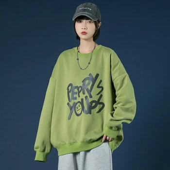 Sieviešu Lielgabarīta Crewneck sporta Krekls un Atstarojošu Vēstuli Iespiesti Puloveri Dāmām Kritums Apģērbu Harajuku Fashion Streetwear