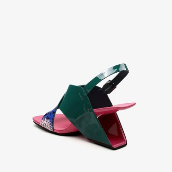 Sieviešu sandales peep toe modes 8cm augsts papēdis sprādzes siksniņa elegants dīvaini stila biroja classic puse kodolīgi apavu HL257 MUYISEXI