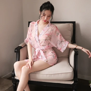 Sieviešu Svārki Pijama Kimono Japāņu Stila Seksīgas Pidžamas Sieviešu Apakšveļas Naktsveļu Siksnas Caurspīdīga Apakšveļa G String Karstā Sexi