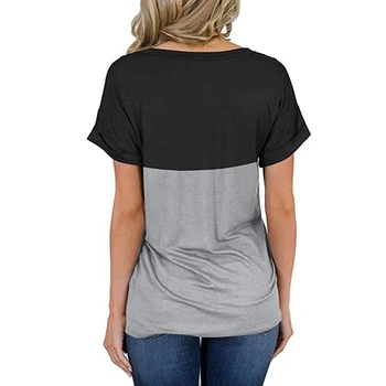 Sieviešu Vasaras Brīvs Krekls Dāmas Gadījuma Īsām Piedurknēm, V Veida Kakla Leoparda Kabatas Modes T-Krekls