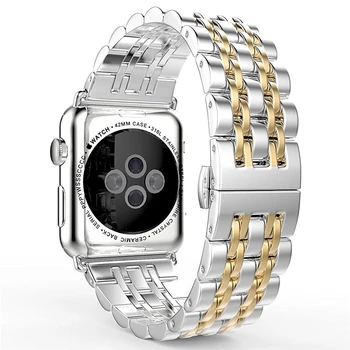 Siksnu Apple Skatīties joslas 44mm 40mm iwatch band 42mm/38mm Nerūsējošā Tērauda aproce watchband apple skatīties, sērija 6 5 4 3 44 mm