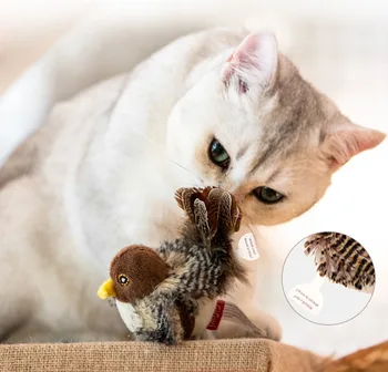Simulācijas Putnu Peli Pet Cat Toy Kaķēns Interaktīvo Mācību Nesaskrāpē Rotaļlietas Spalvu Runā Spēlē Raust Produktu Kaķiem
