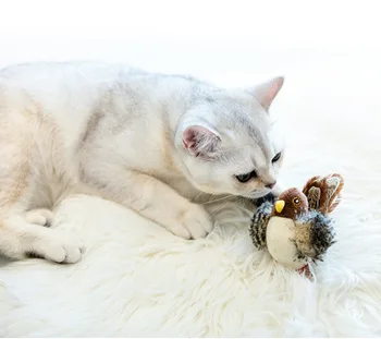 Simulācijas Putnu Peli Pet Cat Toy Kaķēns Interaktīvo Mācību Nesaskrāpē Rotaļlietas Spalvu Runā Spēlē Raust Produktu Kaķiem