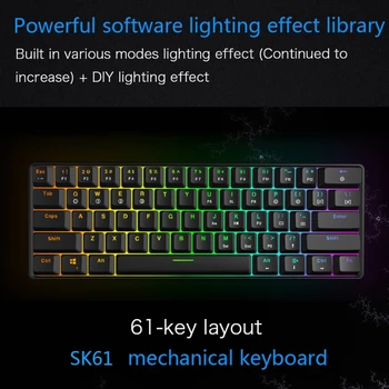 SK61 Taustiņu Gateron Switchs Mini Spēļu Klaviatūra USB Vadu RGB LED Backlit Mehāniskā Tastatūra Uz galda