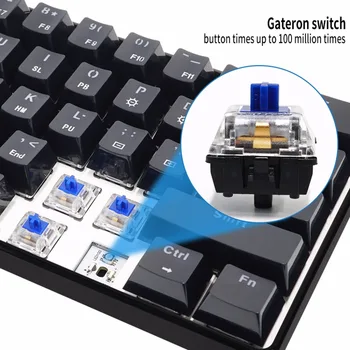 SK61 Taustiņu Gateron Switchs Mini Spēļu Klaviatūra USB Vadu RGB LED Backlit Mehāniskā Tastatūra Uz galda
