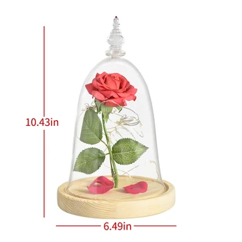 Skaistums un Zvērs Eternal Rose Puķu Stikla Kupols ar LED Nakts Lampiņa Iedegas Ziemassvētku, Dzimšanas dienas, Valentīna Dāvanas Meitenei
