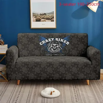 Skull sērijas 3D melns Dīvāns segtu Elastīgs Stiept Sofa Cover 1/2/3/4 Vietīgo Sof Slipcover Dīvāna Pārvalki dzīvo jamo istabu Dīvāni