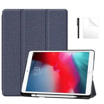 Slim Flip Smart Ādas Gadījumā iPad 10.2 2019 Ar Zīmuli Turētāja Vāciņš iPad Gaisa 3 2019 iPad Pro 10.5 Tablete Gadījumā+Filma+Pildspalva