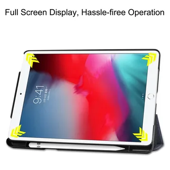 Slim Flip Smart Ādas Gadījumā iPad 10.2 2019 Ar Zīmuli Turētāja Vāciņš iPad Gaisa 3 2019 iPad Pro 10.5 Tablete Gadījumā+Filma+Pildspalva