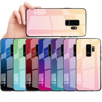 Slīpuma Gadījumā, Samsung Galaxy S10 Plus Slim Fit Spīdīgs Rūdīta Stikla Silikona Cieto Segumu Samsung Galaxy Note 9 8 S8 S9