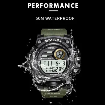 SMAEL Luksusa Militārās Sporta Pulksteņi Ūdensdrošs LED Vīriešiem Digital Watch S Šoks Āra Elektronisko Pulksteņu Vīriešiem Relogios Masculino