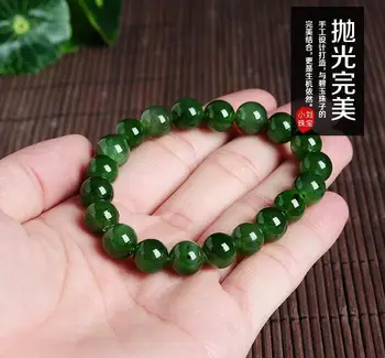 Smalkas Rotaslietas Dabas HeTian Biyu Jade Apaļas Pērles Aproce Zaļā Dāma Rokassprādze Dāvana Sievietēm vīriešiem
