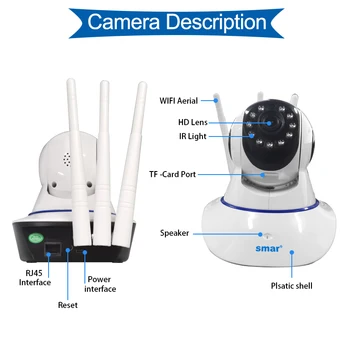 Smar Bezvadu 1080P IP Kameras Home Security WIFI IP Kameras Novērošanas Kamera Nakts Redzamības CCTV Kameras Baby Monitor 1920*1080