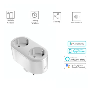 Smart Plug Dual Wifi Sveces 2 In 1 ES Ligzda 16A Bezvadu Tālvadības Balss Kontroles Monitora Strāvas Slēdzis rozete Google Home Alexa