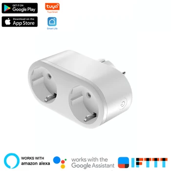 Smart Plug Dual Wifi Sveces 2 In 1 ES Ligzda 16A Bezvadu Tālvadības Balss Kontroles Monitora Strāvas Slēdzis rozete Google Home Alexa