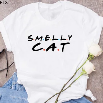 Smirdošs Kaķis Ne Šodien T Krekls Sievietēm Pāris Drēbes Labākajiem Draugiem Tshirt Femme Vasaras Topi Kokvilnas Plus Lieluma Tumblr Īsām Piedurknēm