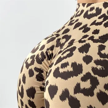 Sporta Tupēt Treniņu Legging Sieviešu Leopard Raksts Drukāt Augstā Vidukļa Jogas Bikses Sieviešu Ātri Žāvēšanas Scrunch Muca Fitnesa Saspringts Elsas