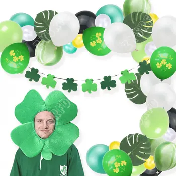 St. Patrick 's Day Shamrock Dekorācijas, Balonu Vainags Arku Komplekts Zaļo Āboliņa Balonu Banner Cepuri Īrijas Festivāls Puse Dekori 22283