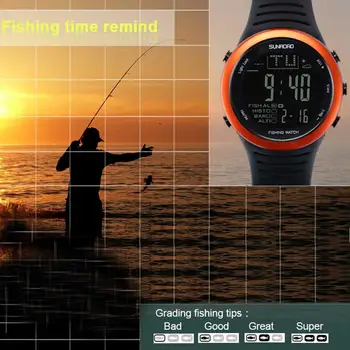 Sunroad smart sporta zvejas skatīties ar altimetrs ūdensizturīgs vīriešu rokas pulkstenis piemērotas zvejas laiks atgādināt