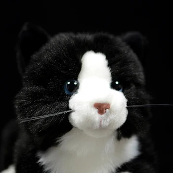 Super Gudrs Melns un Balts, Svītrains Kaķis ar Pildījumu Mīksta Plīša Rotaļlieta Meli Kaķēns Dabīgas Dzīvnieku Simulācijas Bērniem Dzimšanas dienas Dāvanu 21cm